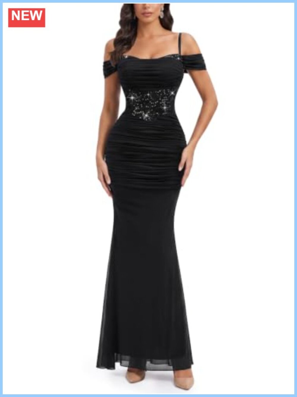 Off Shoulder Mesh Lace Formal Maxi Dress Sleeveless Slim Fit